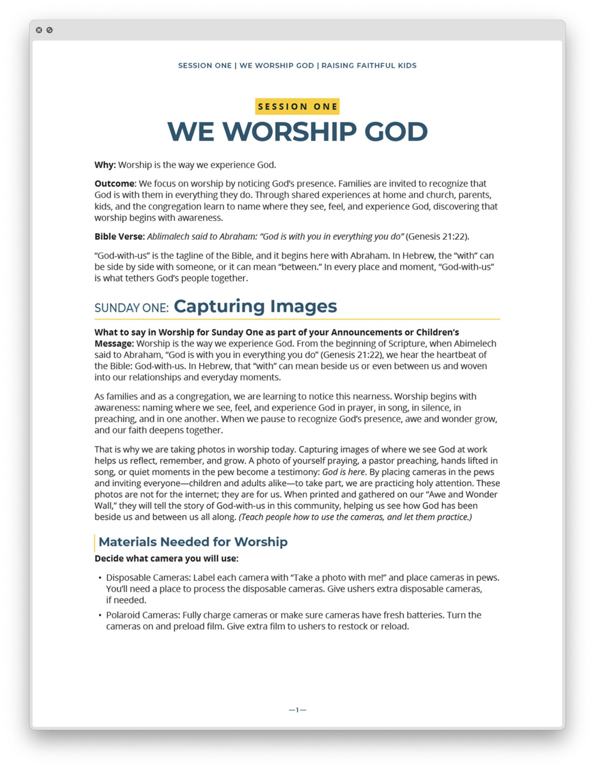 Raising Faithful Kids - Worship Session